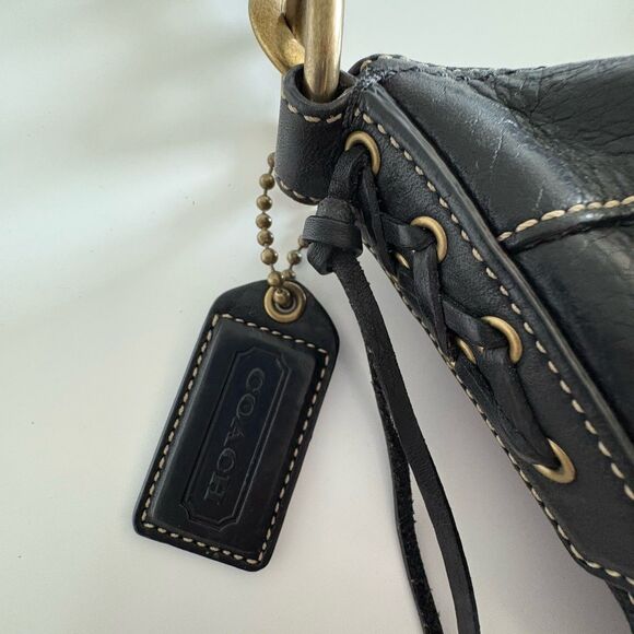 Vtg Coach Bleecker Black Pebbled Bag Purse Y2K Classic Duffle Crossbody 10398 - Picture 5 of 16